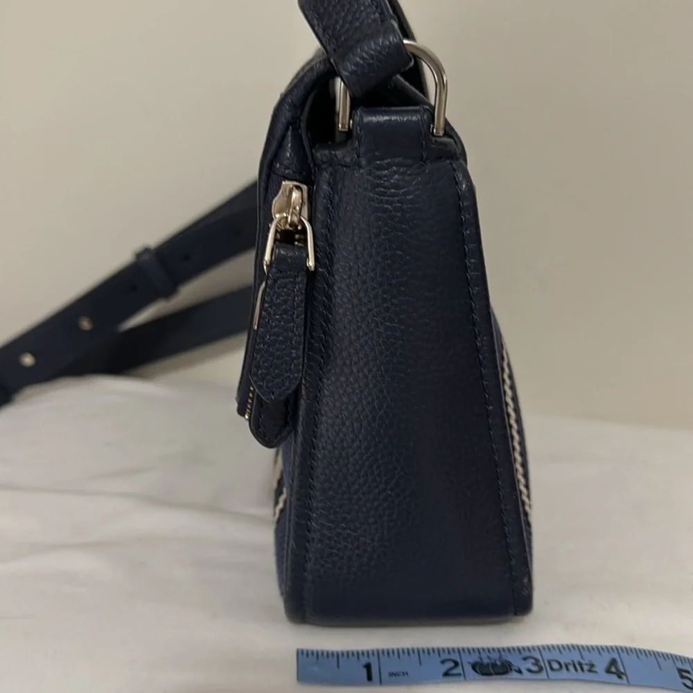 Kate spade Navy & cream leather & canvas crossbody bag